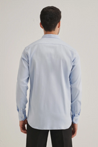 Flamingo - Hand Embroidered Designer Shirt - Powder Blue