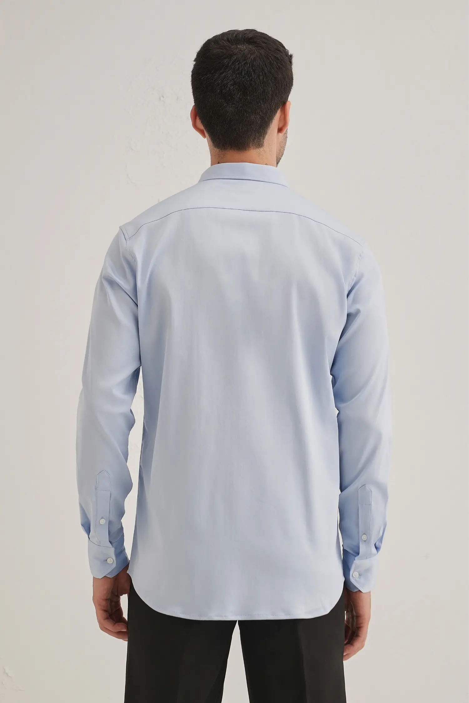 Flamingo - Hand Embroidered Designer Shirt - Powder Blue