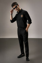 Cora (Heart) - Hand Embroidered Designer Shirt - Black