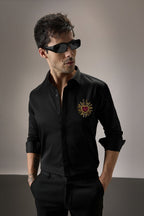 Cora (Heart) - Hand Embroidered Designer Shirt - Black
