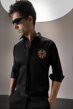 Cora (Heart) - Hand Embroidered Designer Shirt - Black
