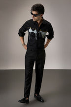 Bikini - Hand Embroidered Designer Shirt - Black