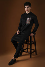 The Humans Hand Embroidered Designer Kurta - Black