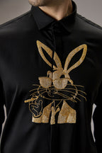 Bugs Bunny - Hand Embroidered Designer Shirt - Black