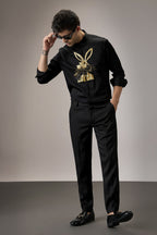 Bugs Bunny - Hand Embroidered Designer Shirt - Black