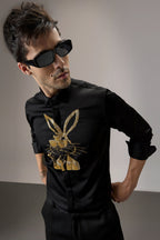 Bugs Bunny - Hand Embroidered Designer Shirt - Black
