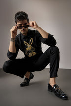 Bugs Bunny - Hand Embroidered Designer Shirt - Black