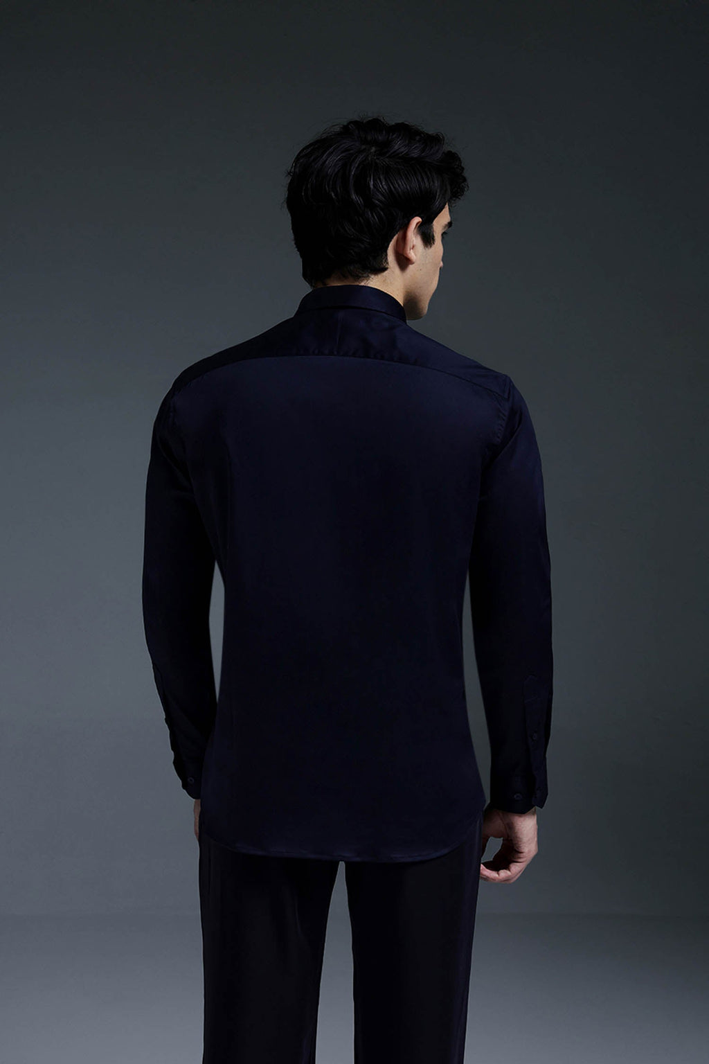 Solara(Pheonix) - Hand Embroidered Designer Shirt - Navy