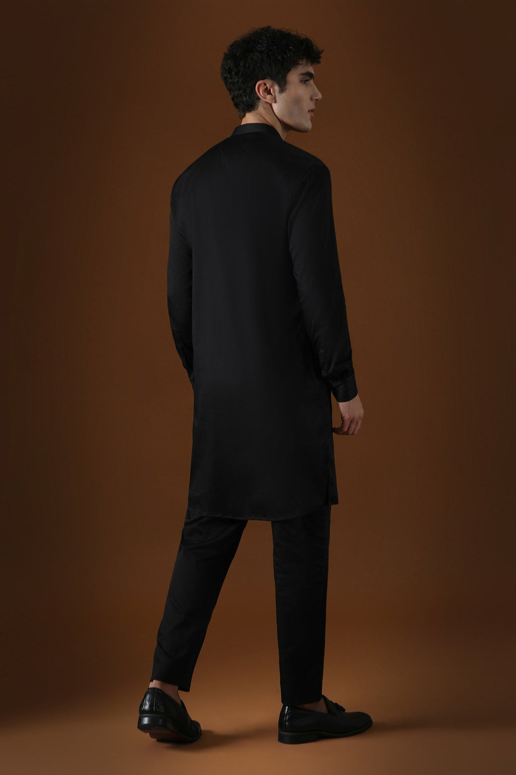 Elephant Hand Embroidered Designer Kurta - Black