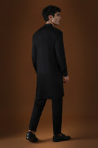 Elephant Hand Embroidered Designer Kurta - Black