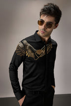 Eagle - Hand Embroidered Designer Shirt - Black