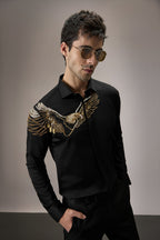 Eagle - Hand Embroidered Designer Shirt - Black