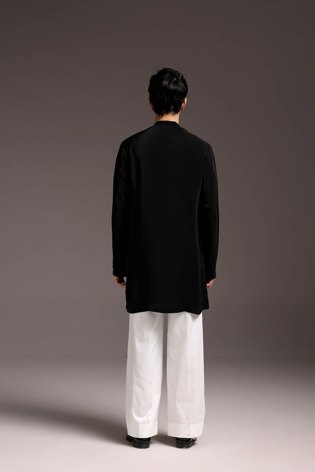 Leaflet - Hand Embroidered Designer Kurta - Black