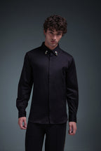 Zeya (Rhinestone) - Hand Embroidered Designer Shirt - Black