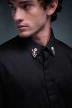 Zeya (Rhinestone) - Hand Embroidered Designer Shirt - Black