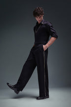 Zeya (Rhinestone) - Hand Embroidered Designer Shirt - Black