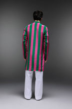 Whimsy - Hand Embroidered Designer Kurta - Pink & green