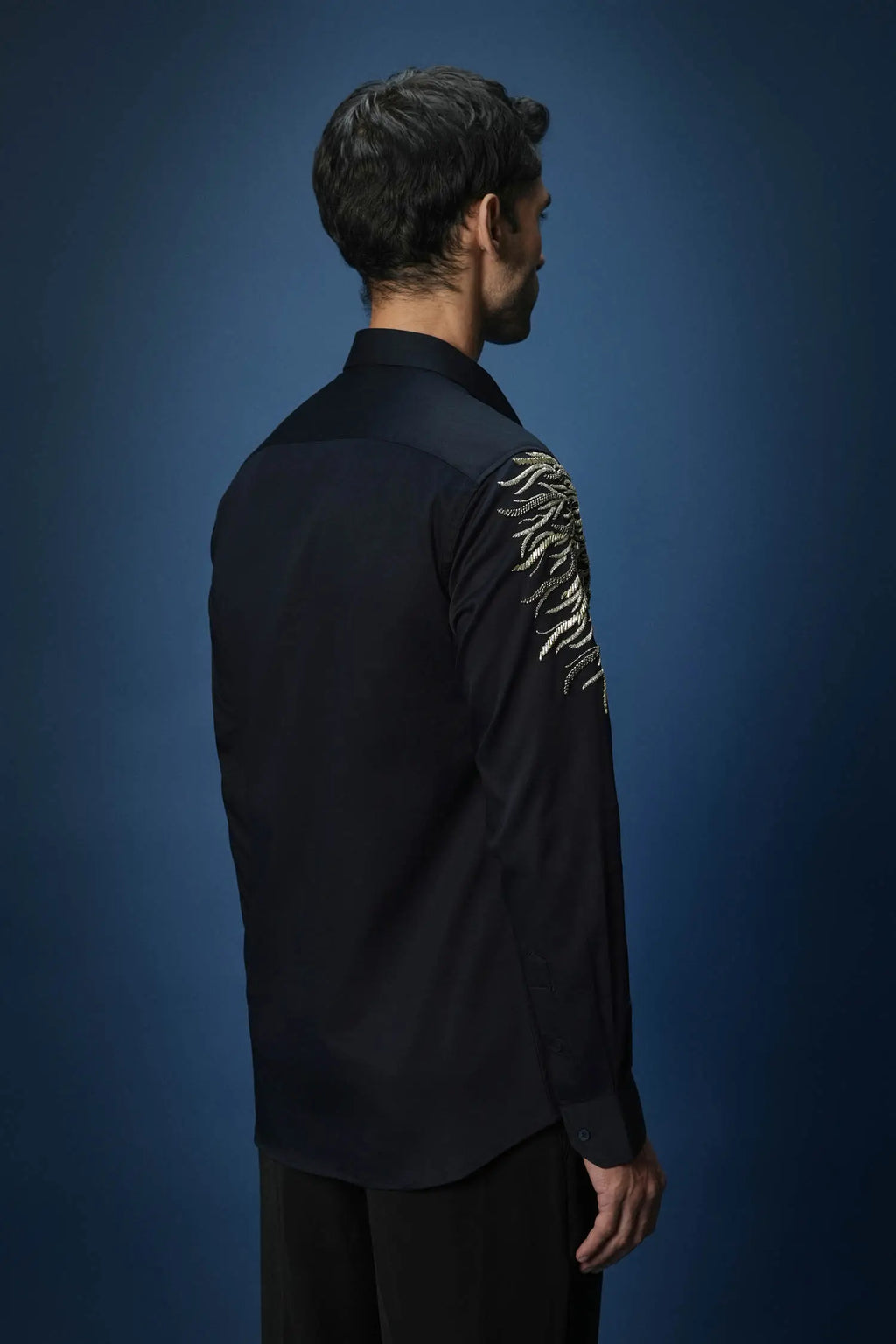 Narasimha embroidered Designer Shirt - Navy
