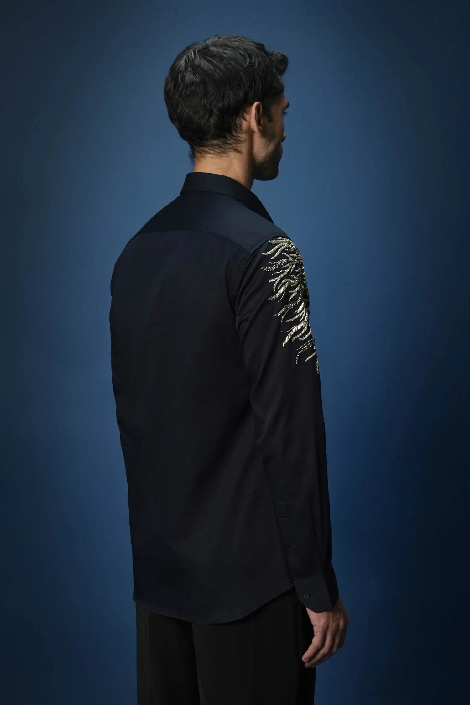 Narasimha embroidered Designer Shirt - Navy