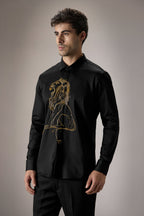 Mufasa ( Lion ) Hand Embroidered Designer Shirt - Black