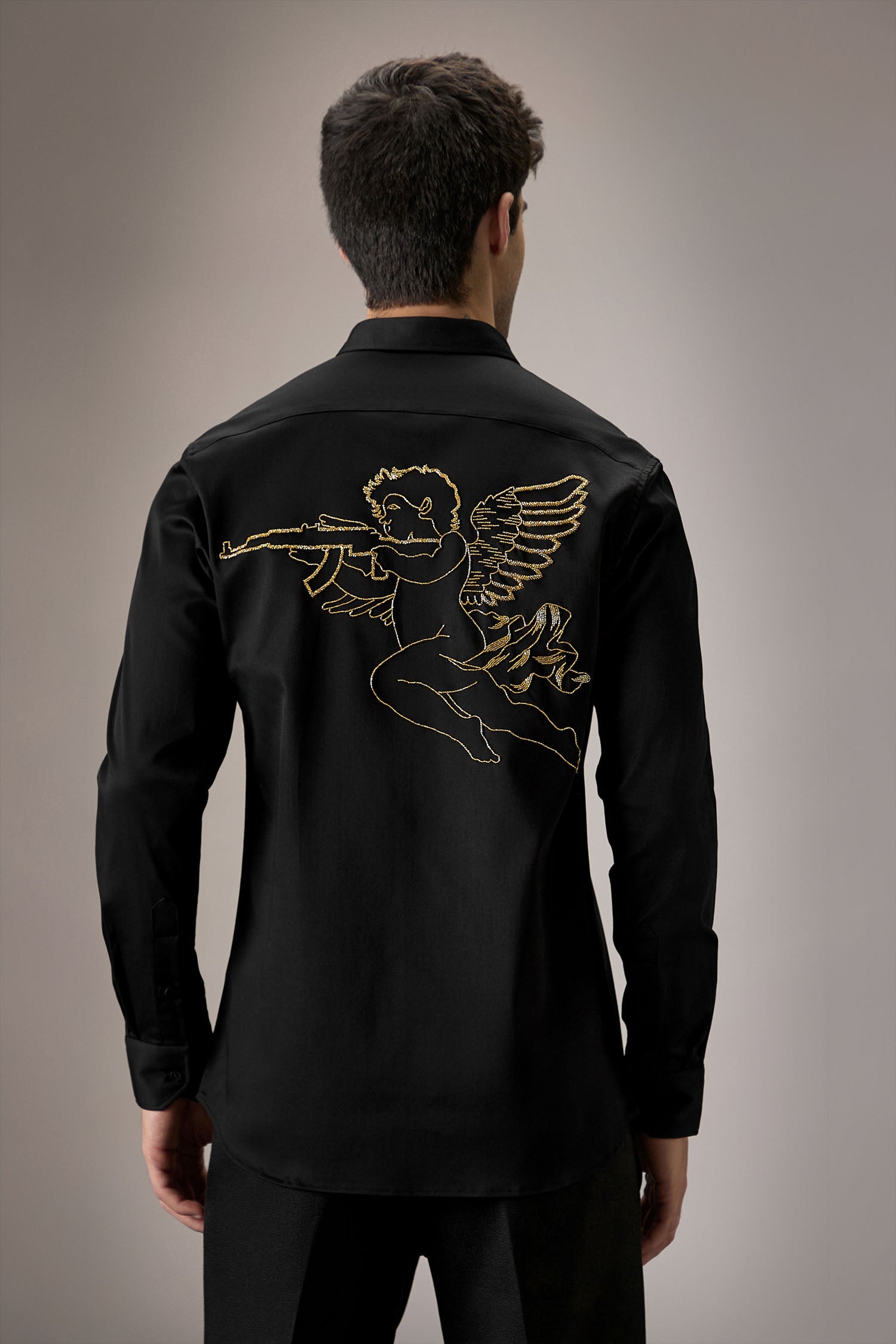 Cupid - Hand Embroidered Designer Shirt - Black