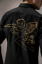 Cupid - Hand Embroidered Designer Shirt - Black