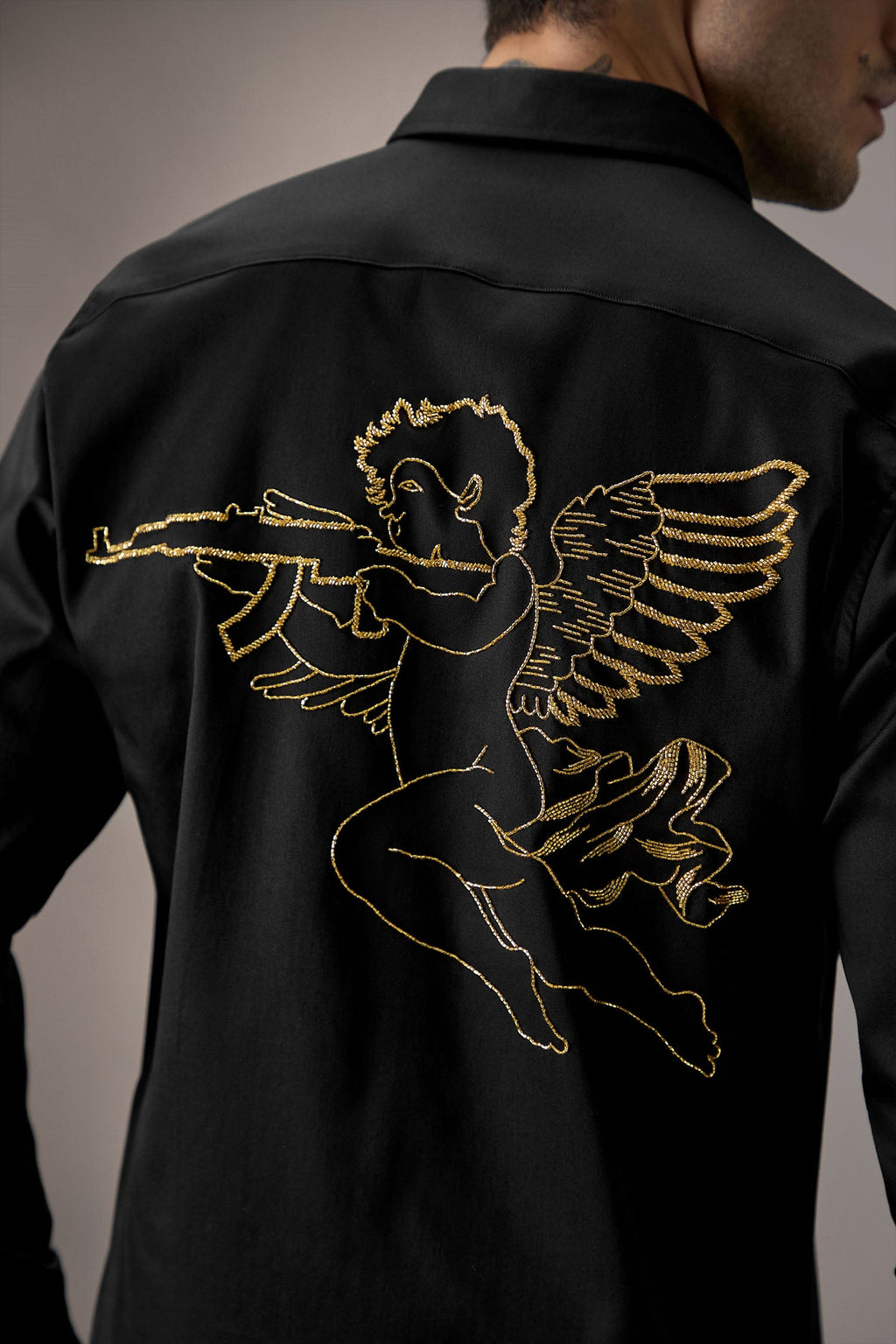 Cupid - Hand Embroidered Designer Shirt - Black