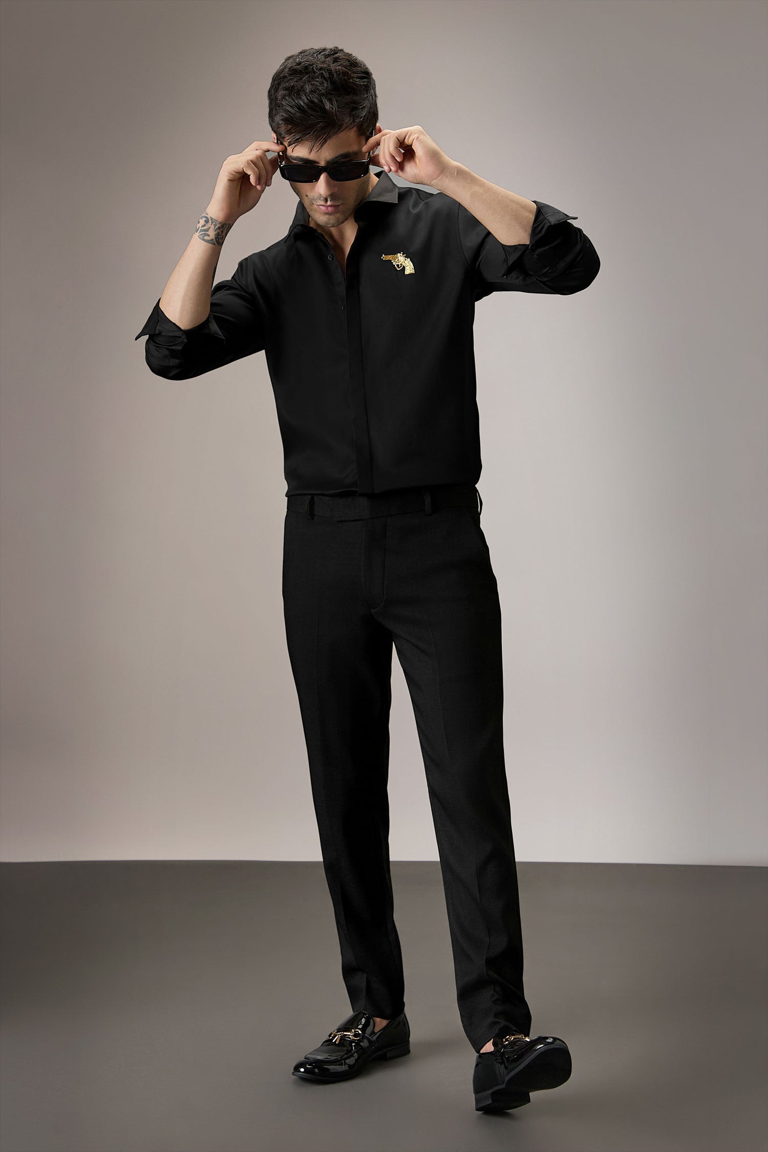 Cupid - Hand Embroidered Designer Shirt - Black