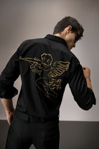 Cupid - Hand Embroidered Designer Shirt - Black