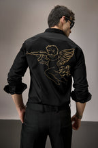 Cupid - Hand Embroidered Designer Shirt - Black