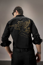 Cupid - Hand Embroidered Designer Shirt - Black