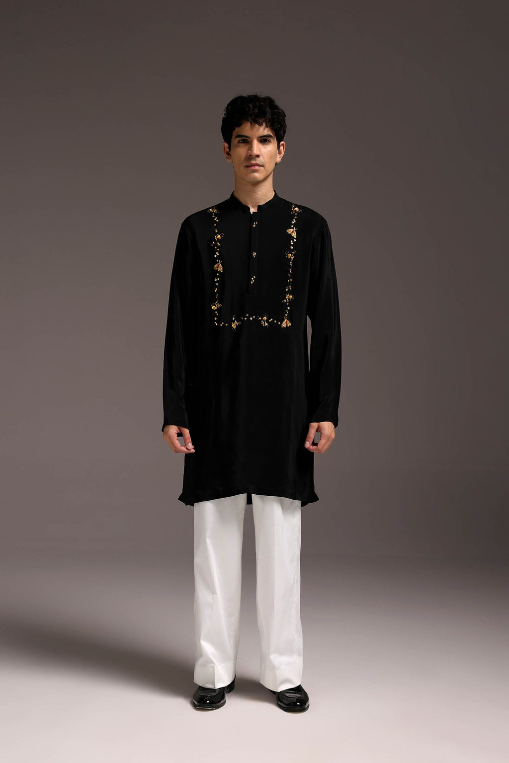 Pollen - Hand Embroidered Designer Kurta - Black