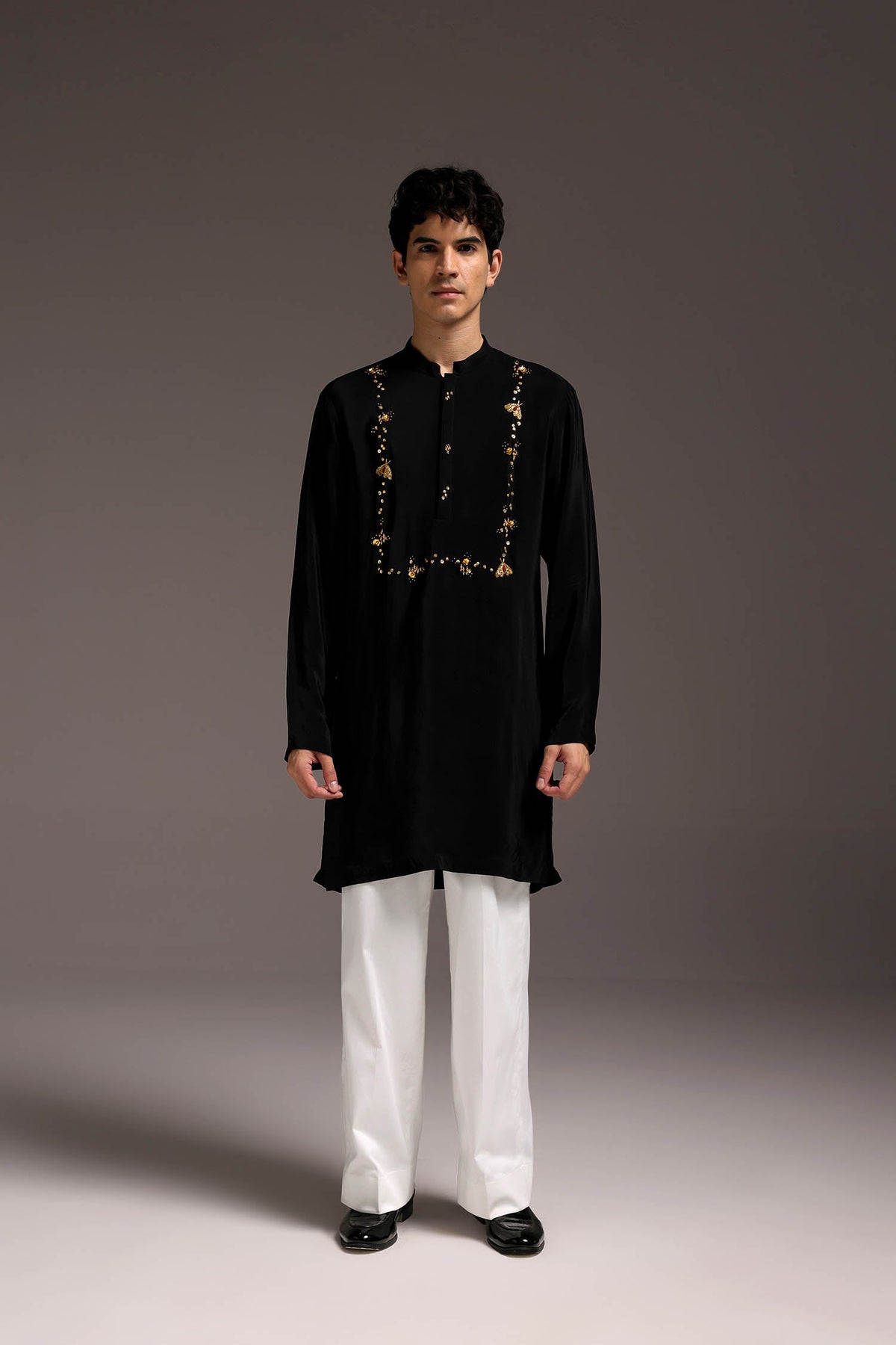 Pollen - Hand Embroidered Designer Kurta - Black