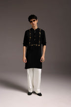 Pollen - Hand Embroidered Designer Kurta - Black