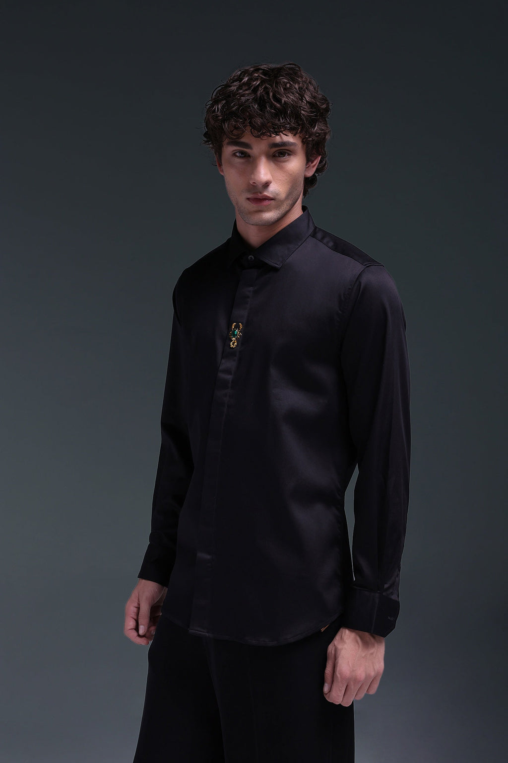 Scourge(Scorpion) - Hand Embroidered Designer Shirt - Black