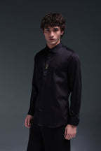 Scourge(Scorpion) - Hand Embroidered Designer Shirt - Black