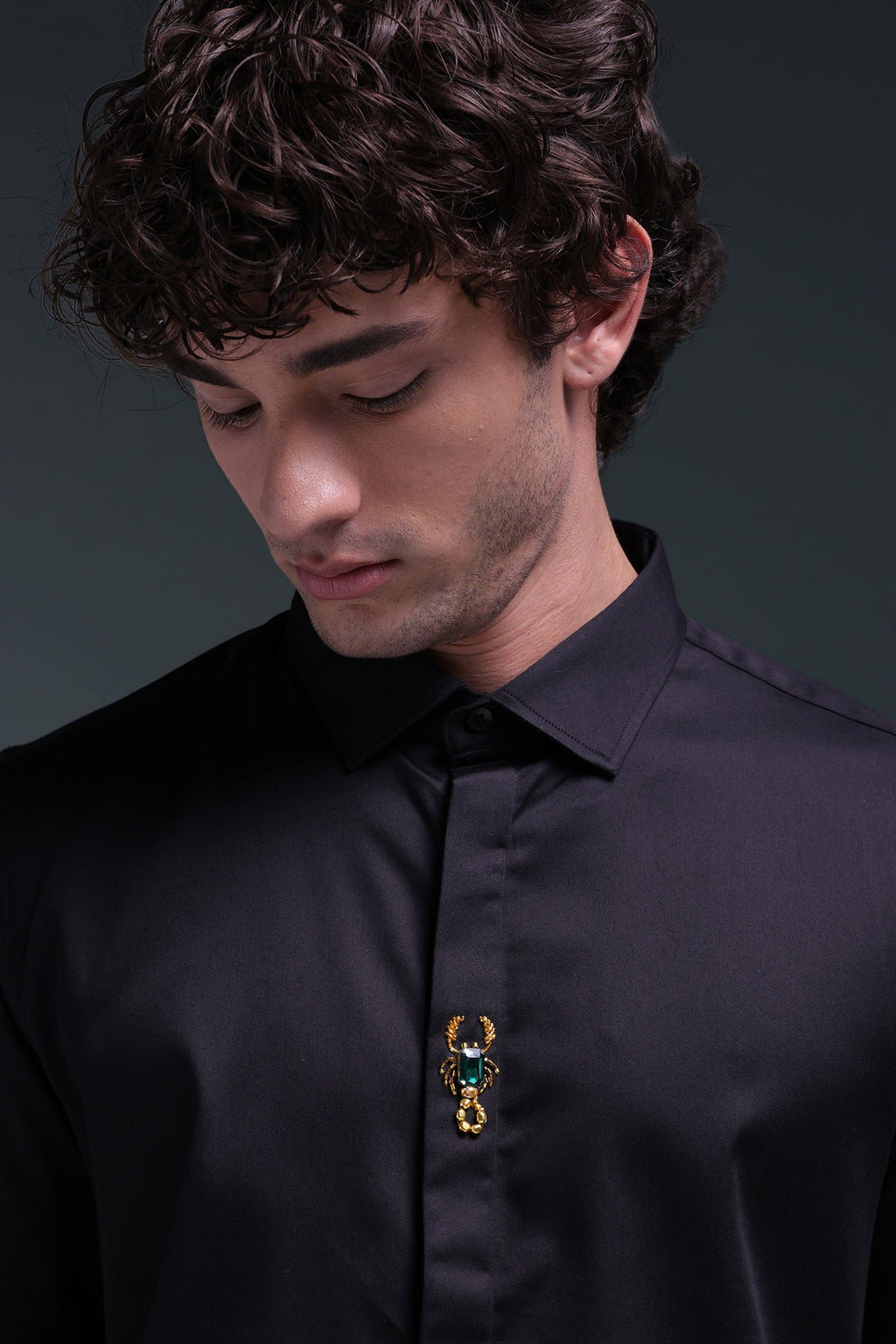 Scourge(Scorpion) - Hand Embroidered Designer Shirt - Black