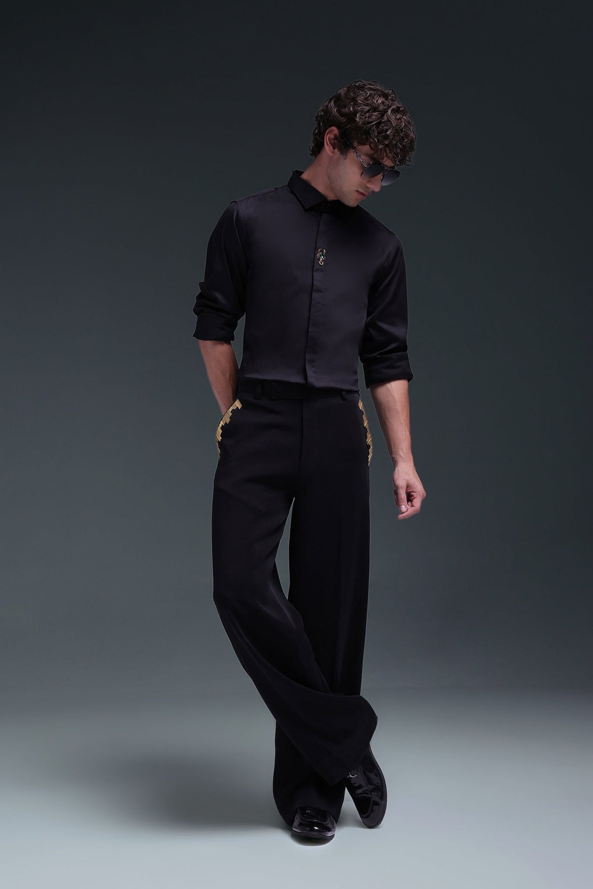 Scourge(Scorpion) - Hand Embroidered Designer Shirt - Black