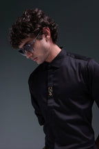 Scourge(Scorpion) - Hand Embroidered Designer Shirt - Black