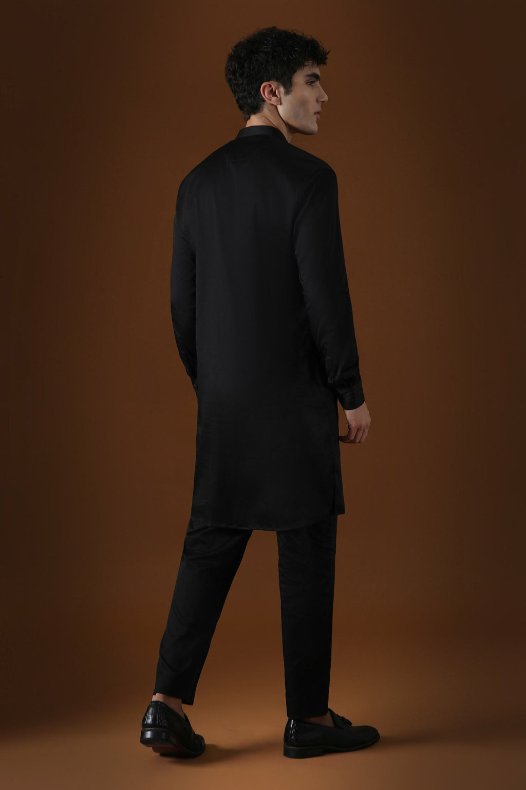 Hamsa Hand Embroidered Designer Kurta - Black