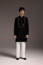 Jagged(Scorpion) - Hand Embroidered Designer Kurta - Black
