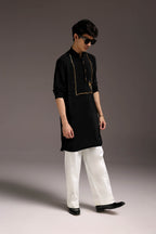 Jagged(Scorpion) - Hand Embroidered Designer Kurta - Black
