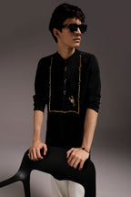 Jagged(Scorpion) - Hand Embroidered Designer Kurta - Black