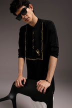 Jagged(Scorpion) - Hand Embroidered Designer Kurta - Black
