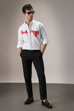 Bikini - Hand Embroidered Designer Shirt - White