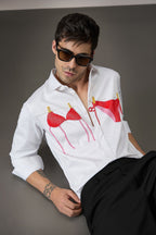 Bikini - Hand Embroidered Designer Shirt - White