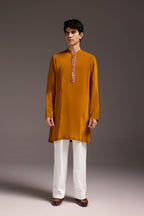 Ochre - Hand Embroidered Designer Kurta - Mustard