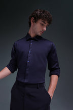 Izel - Hand Embroidered Designer Shirt - Navy
