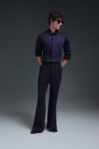Izel - Hand Embroidered Designer Shirt - Navy
