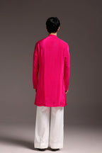 Preen(Parrot) - Hand Embroidered Designer Kurta - Hot Pink